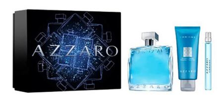Estuche Azzaro Chrome Hombre EDT 3Pz Perfume 100ml + Aerosol 100ml + Gel De Ducha 75ml